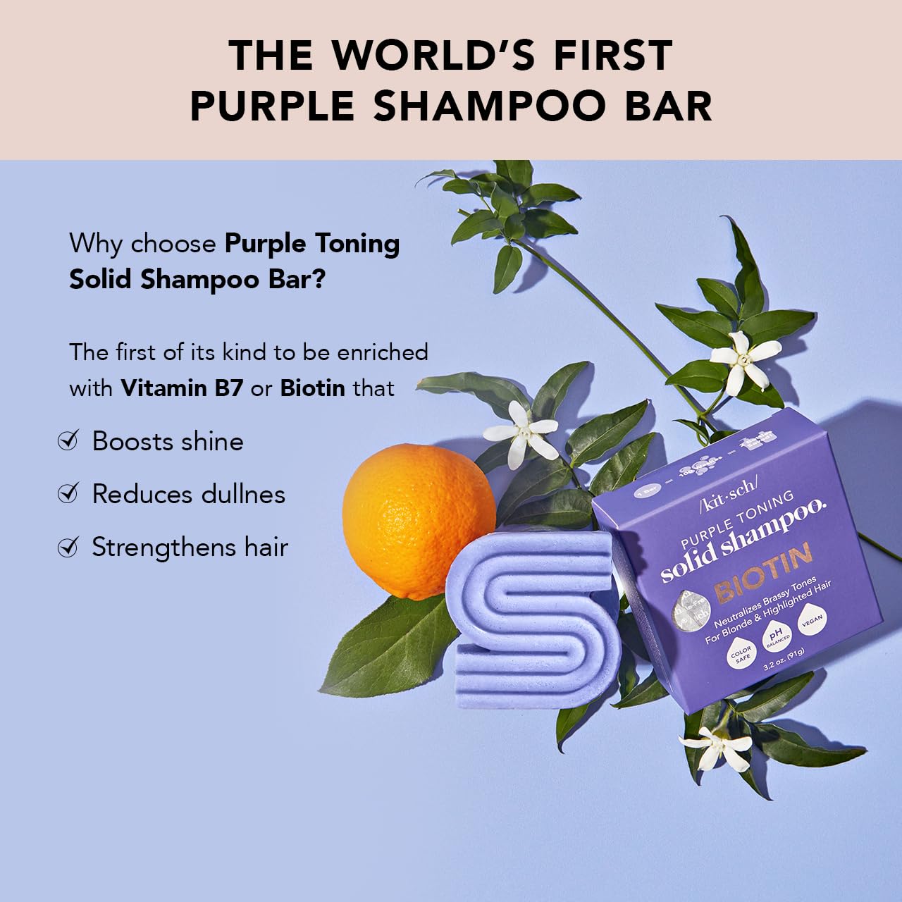 Close-up of Kitsch Purple Shampoo Bar lather showing cleansing action.