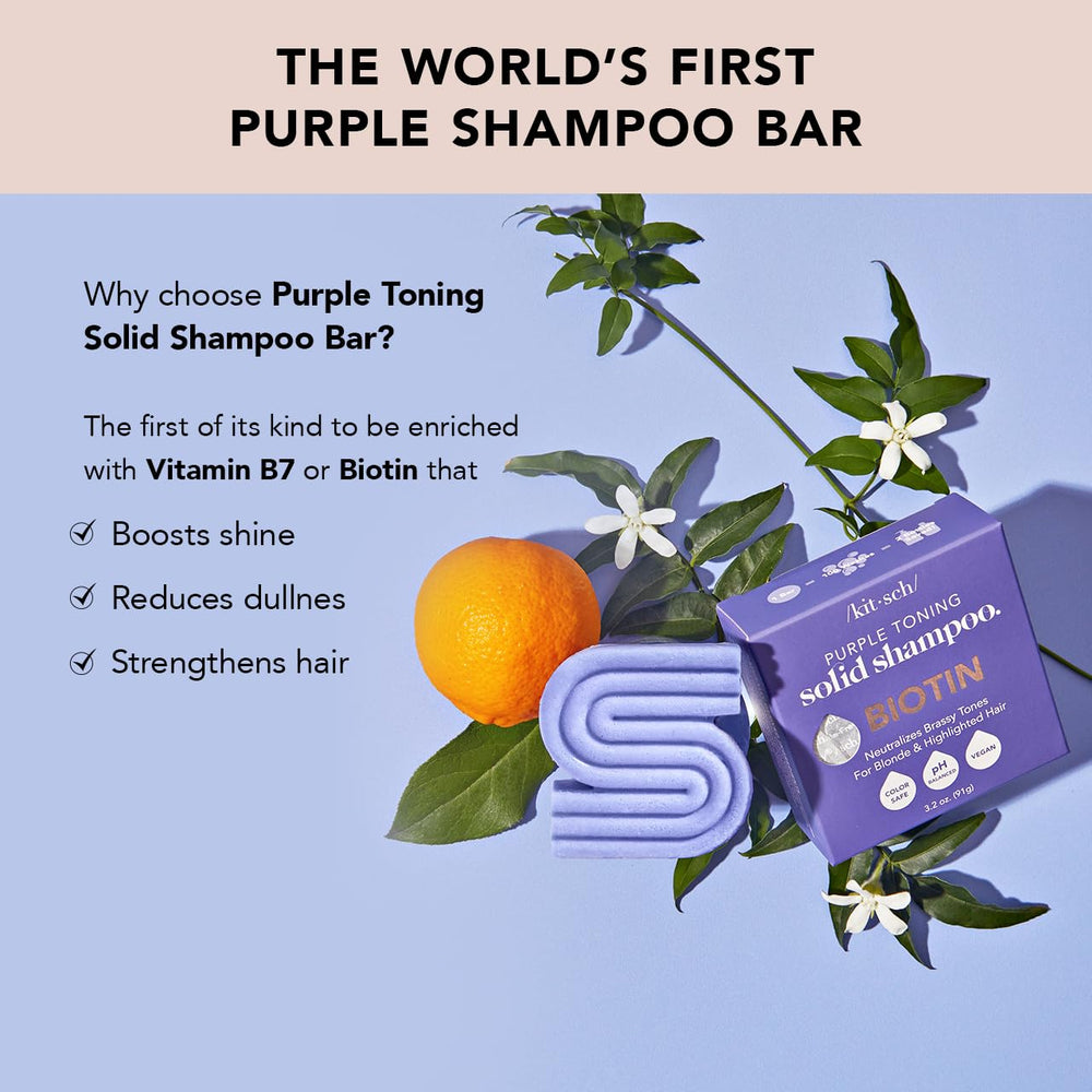 Close-up of Kitsch Purple Shampoo Bar lather showing cleansing action.