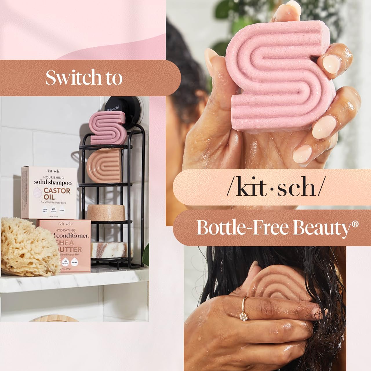 Kitsch travel-friendly solid bars fit compact bathroom spaces and on-the-go.