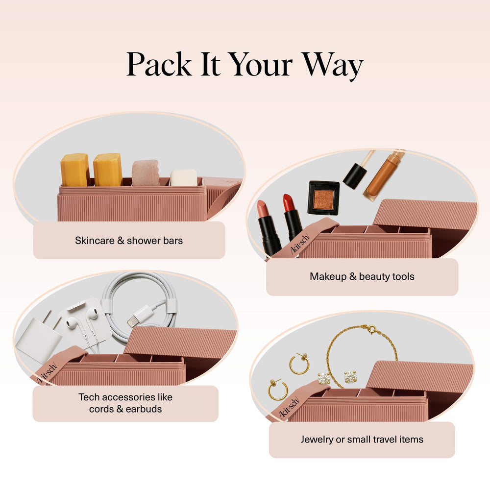 Kitsch travel soap case lightweight build, easy carry for trips and gym.