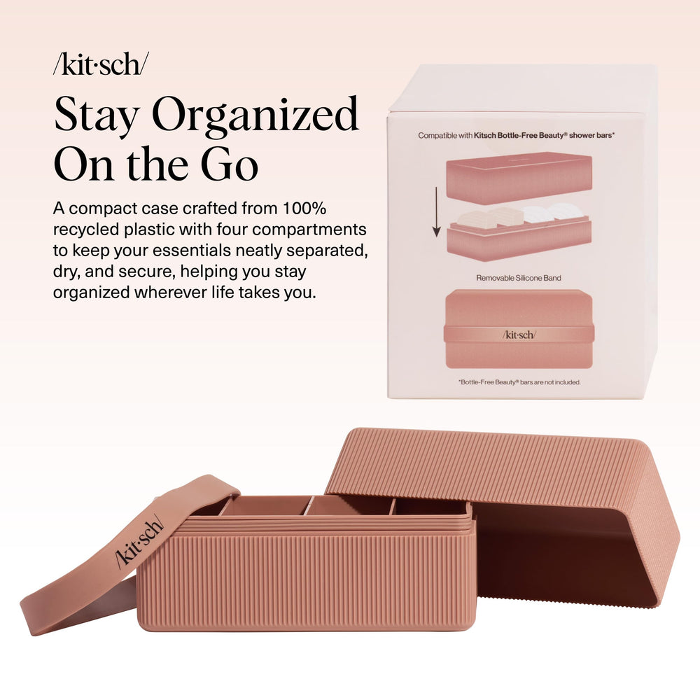 Kitsch travel soap case leak-proof cap, keeps bars dry during flights.