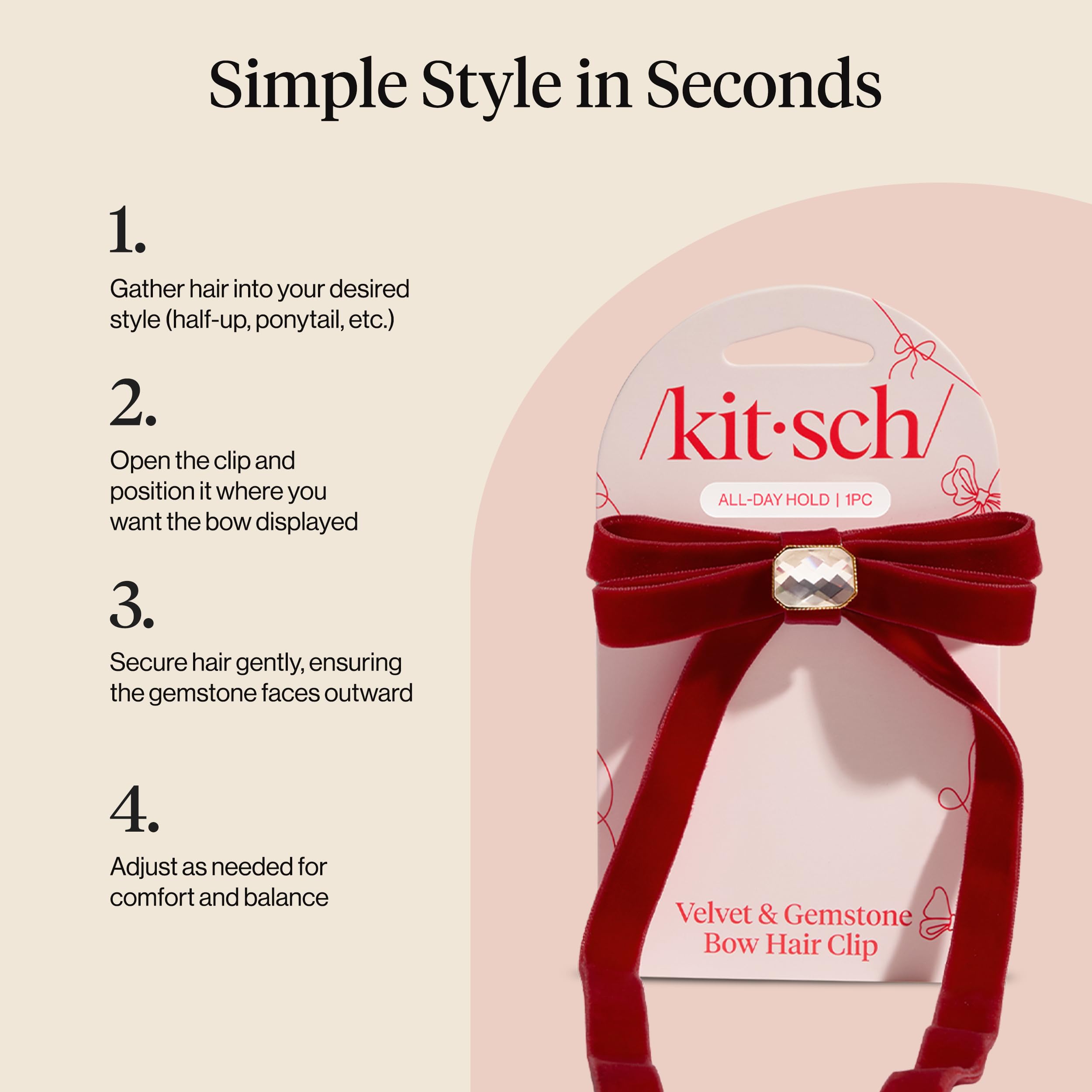 Kitsch velvet bow clip gift-packaging, ready for gifting.