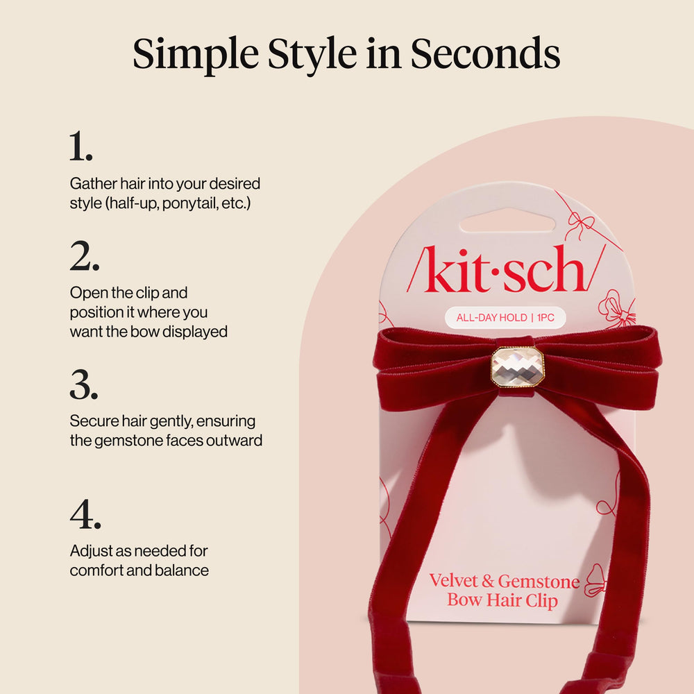 Kitsch velvet bow clip gift-packaging, ready for gifting.
