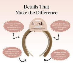Kitsch velvet headband cream closeup emphasizing plush texture and secure hold.