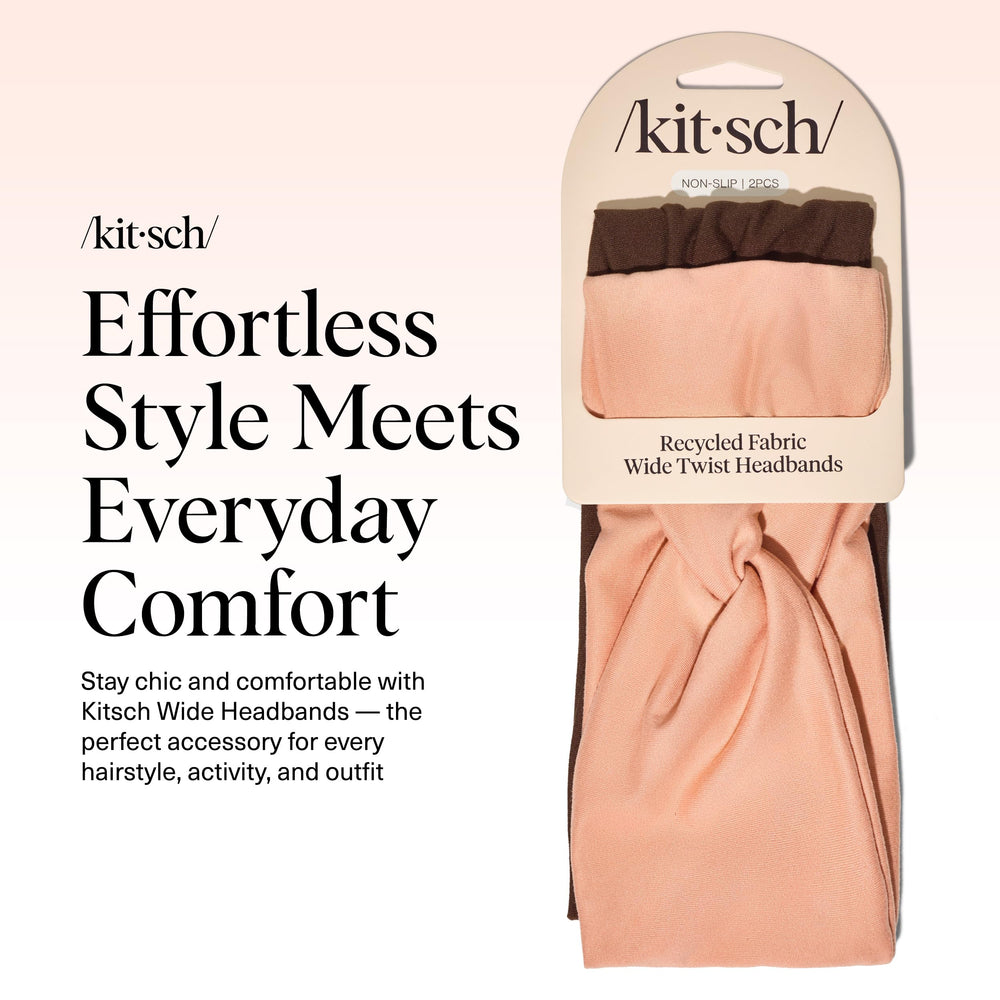 Kitsch Wide Headbands Rosewood on model shows secure non-slip hold during workouts