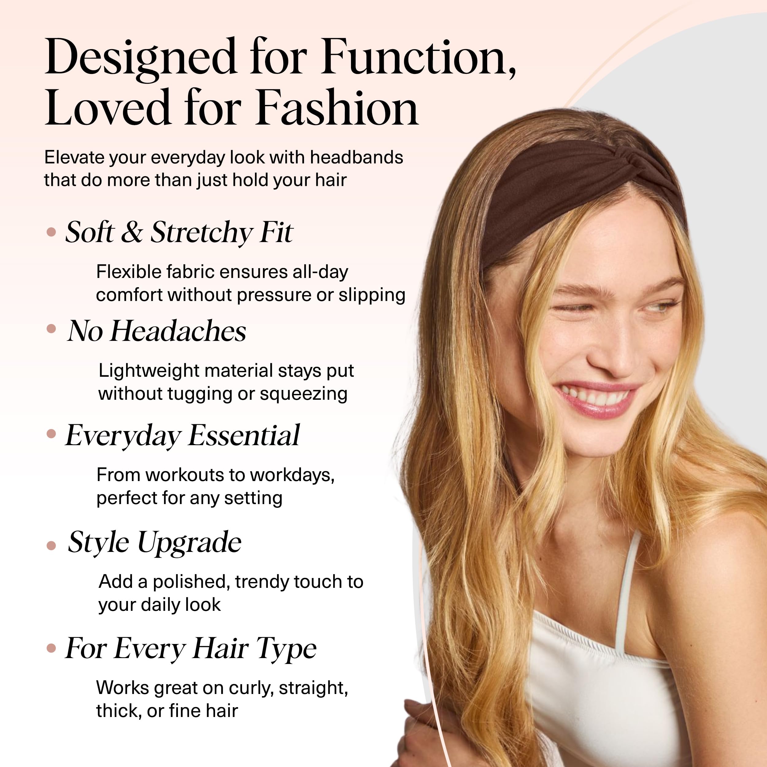 Kitsch Wide Headbands Rosewood stretched to fit all head sizes