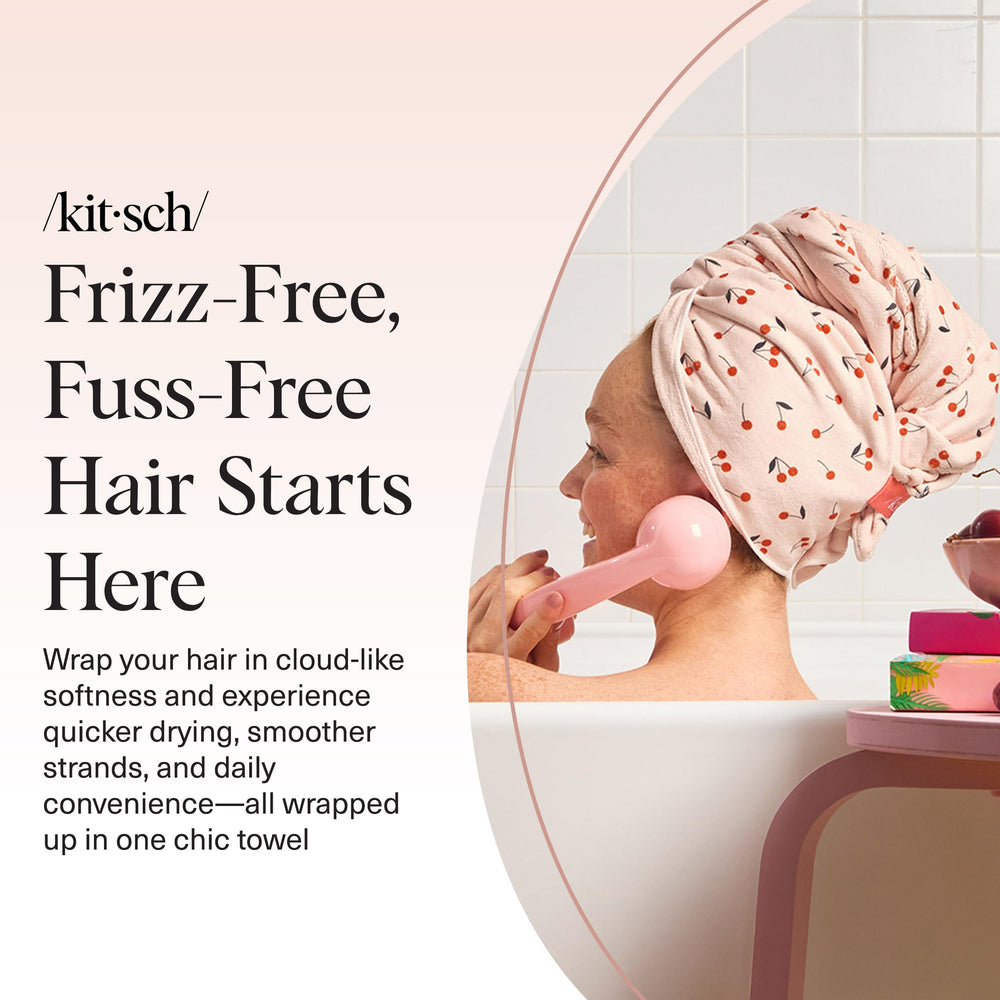 Kitsch XL gift-ready cherry towel image suggests ideal present