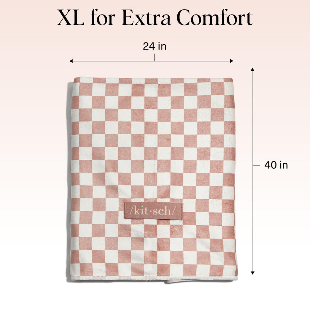 Kitsch XL towel wrap elastic-strap closeup, secure fit during routines