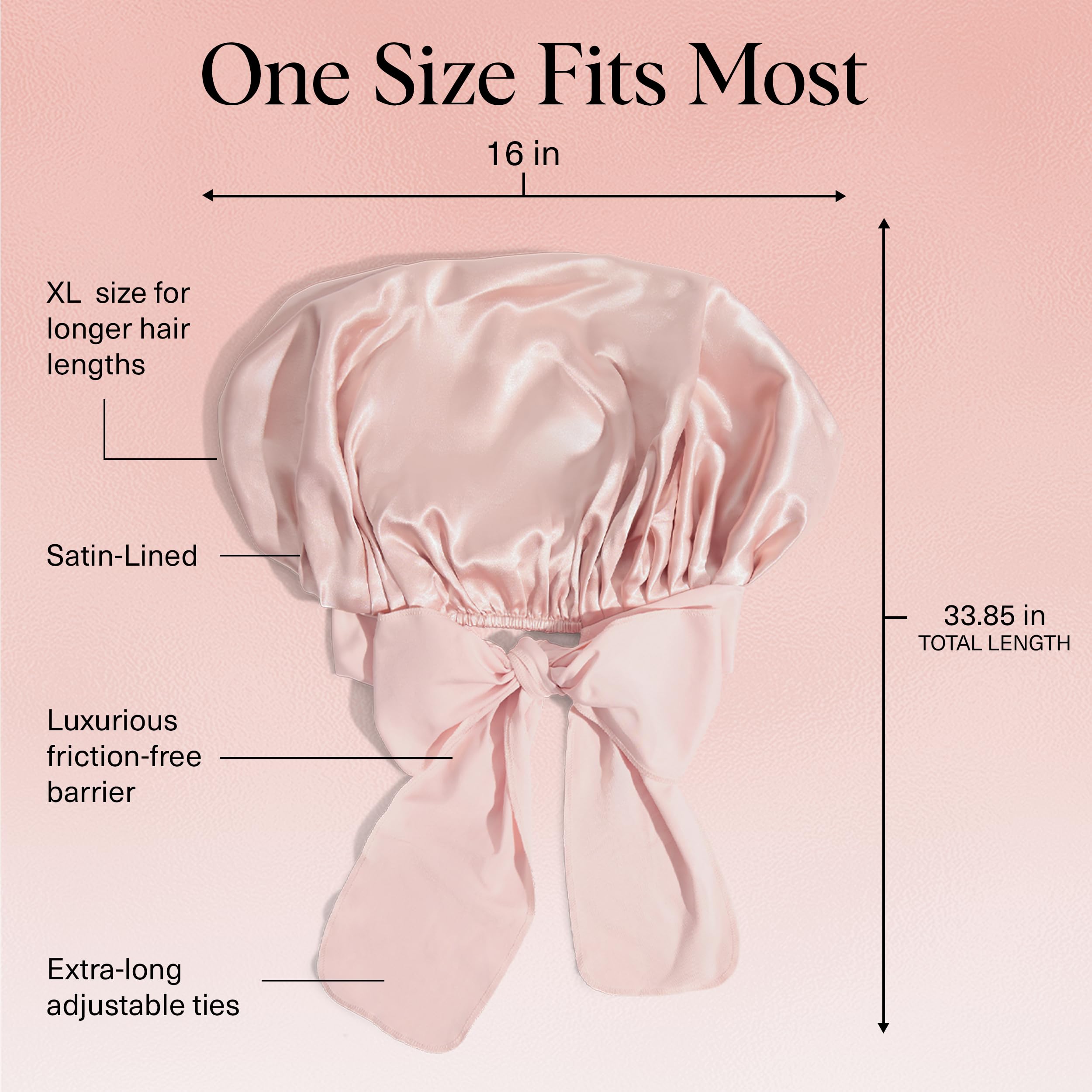 Kitsch XL Satin Bonnet adjustable ties shown for a personalized, comfortable fit