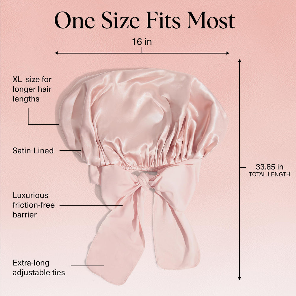 Kitsch XL Satin Bonnet adjustable ties shown for a personalized, comfortable fit