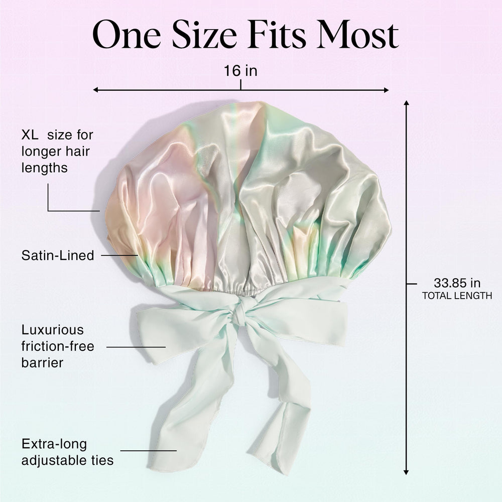 Kitsch XL satin bonnet adjustable-fit ties showcase customizable comfort during nightly wear.