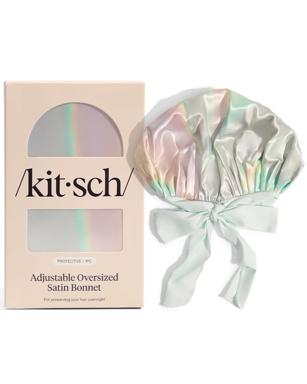 Kitsch XL satin bonnet care tips visuals encourage longevity and easy storage.
