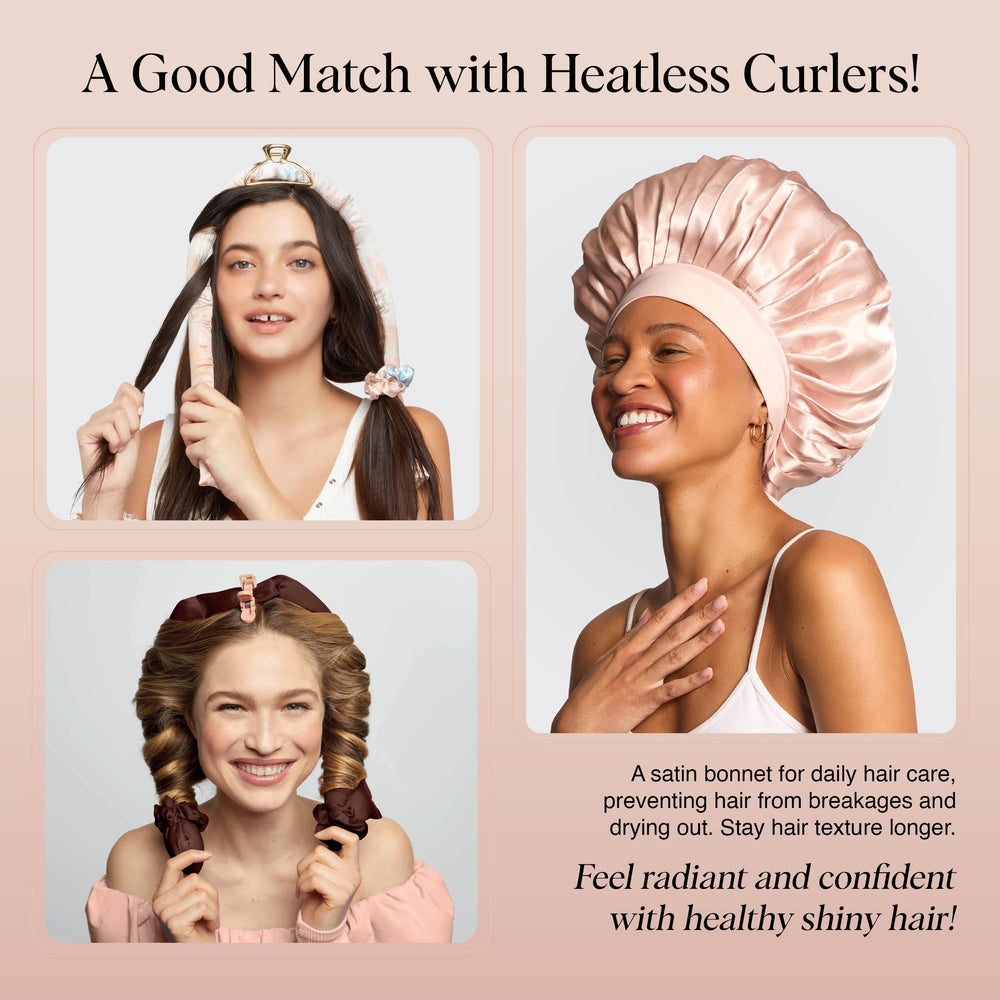Kitsch XL Satin Bonnet helps preserve curls and reduce frizz overnight