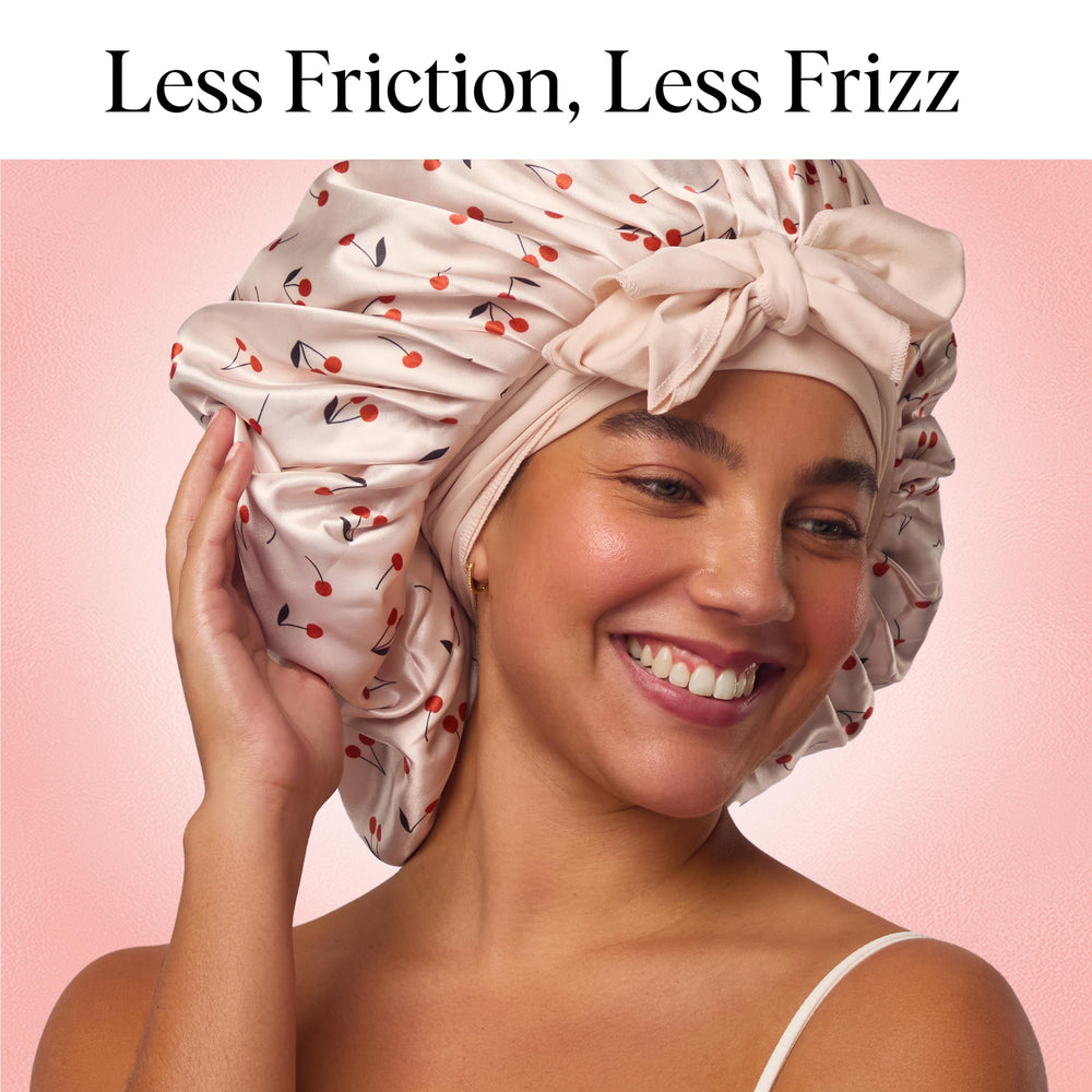 Kitsch XL Satin Bonnet frizz prevention featuring smooth surface for reduced friction