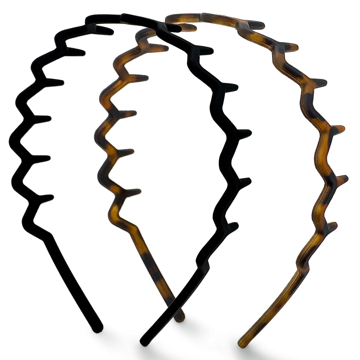 Kitsch Zig Zag headband black securely grips hair for all-day non-slip wear.