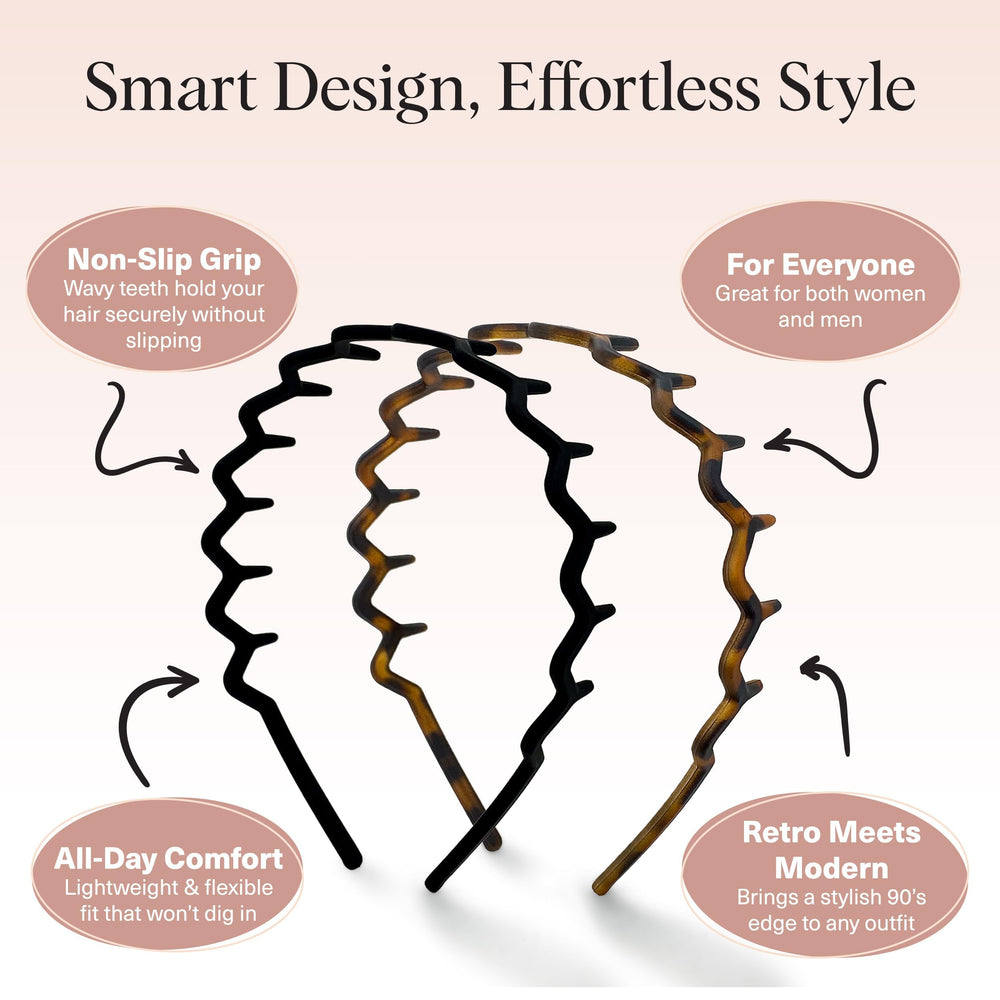 Kitsch Zig Zag headband teeth detail demonstrates secure grip during workouts and busy days.