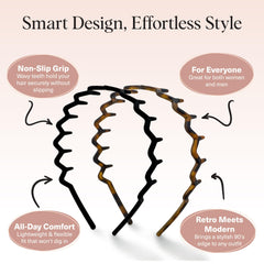 Kitsch Zig Zag headband teeth detail demonstrates secure grip during workouts and busy days.