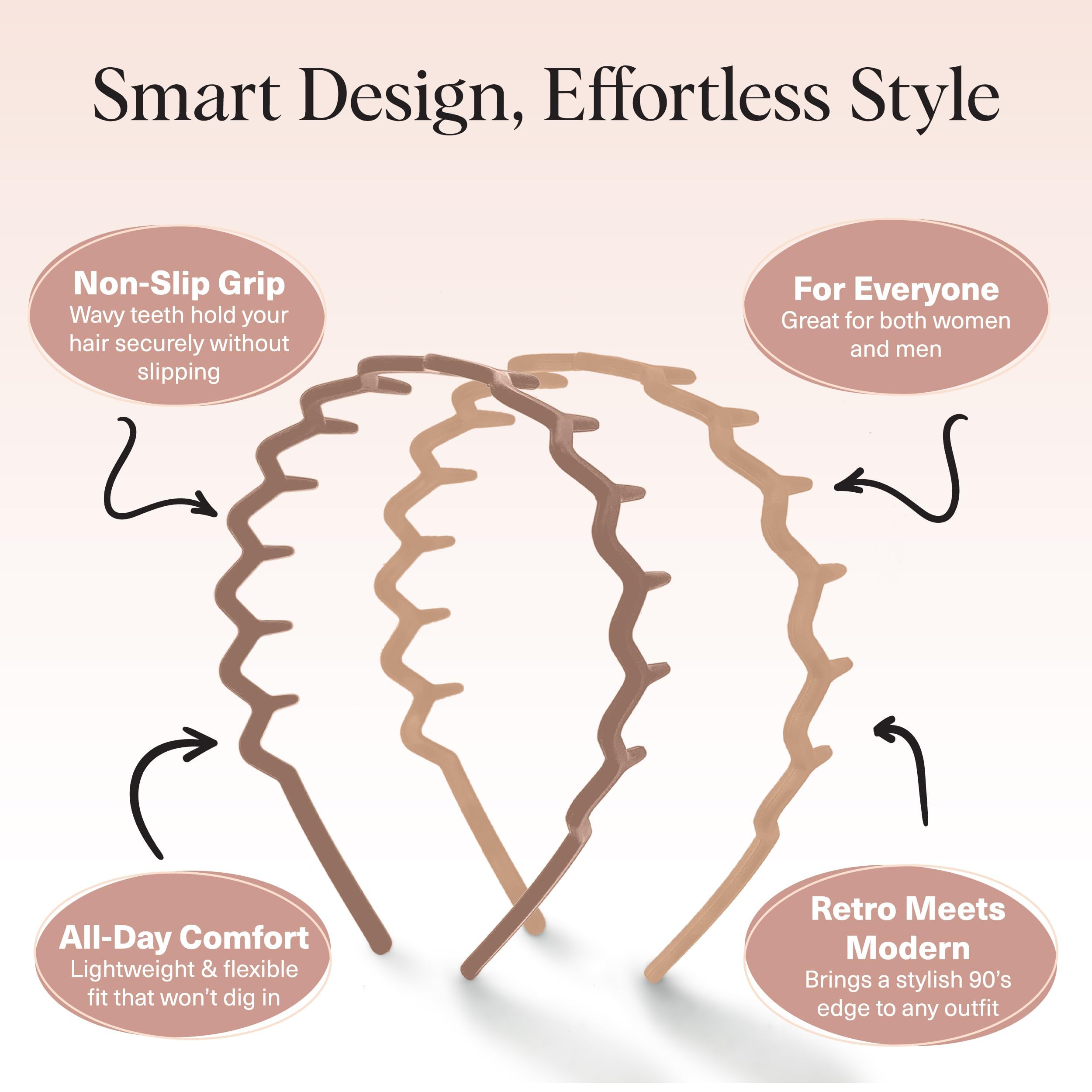 Kitsch Zig Zag headband highlights hair with lightweight design and adjustable comfort for extended wear.