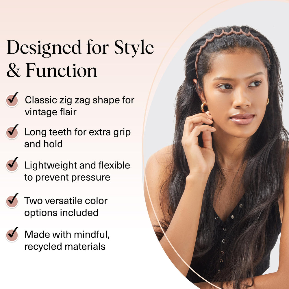 Kitsch Zig Zag headband crafted from recycled plastic supports eco-friendly fashion accessories.