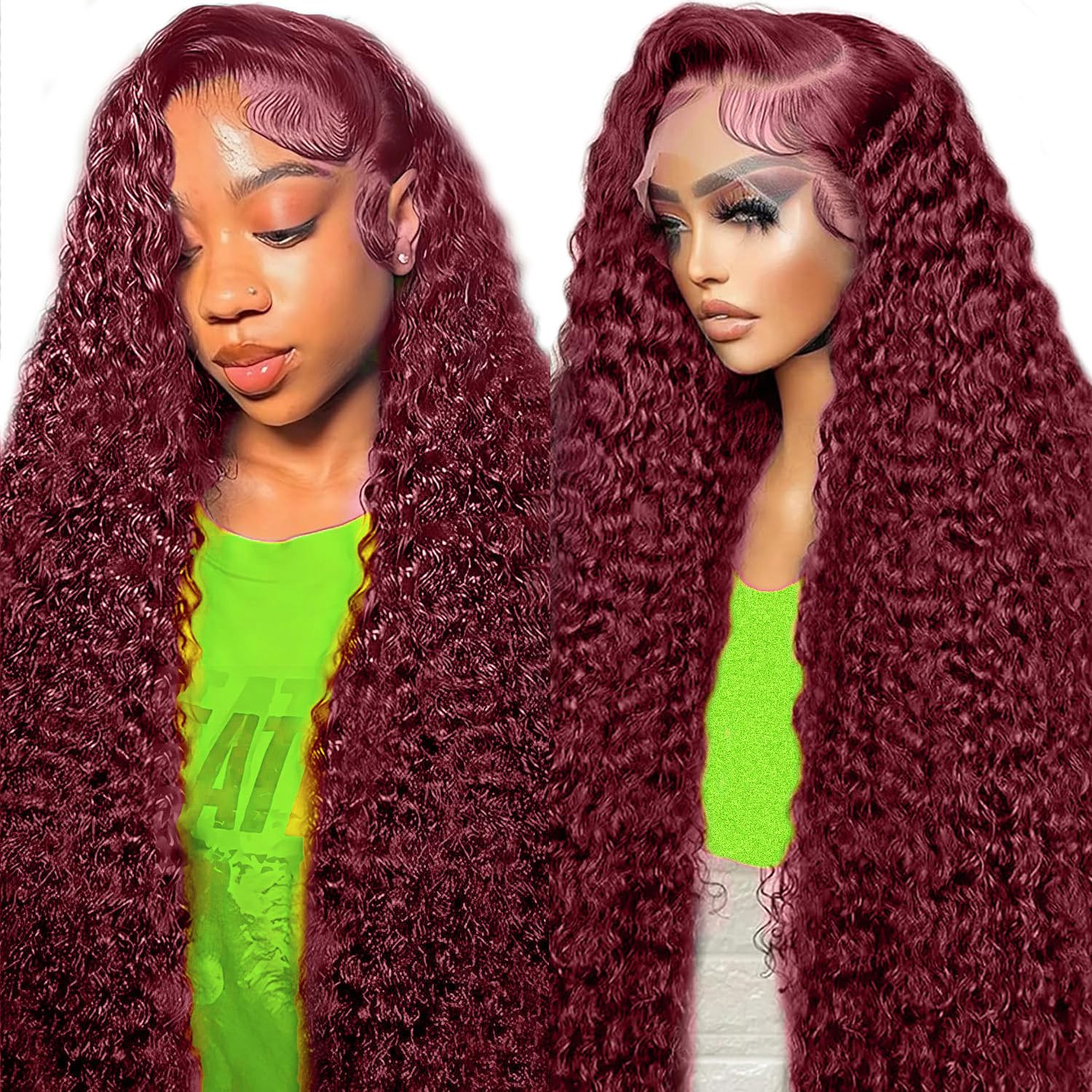Kivolin 99J burgundy lace-front wig with vibrant color and natural-looking hairline for versatile styling