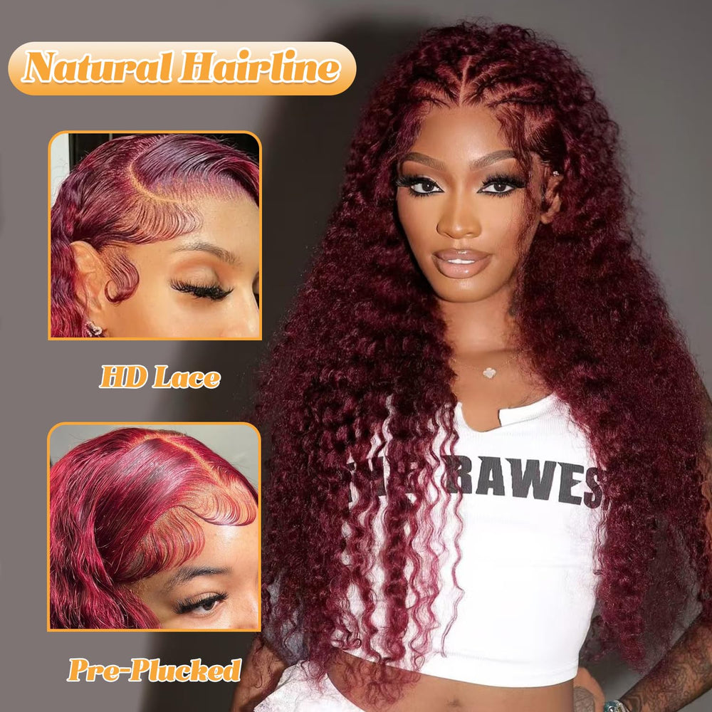 Kivolin wet-and-wavy burgundy wig evokes smooth texture and water-kissed shine