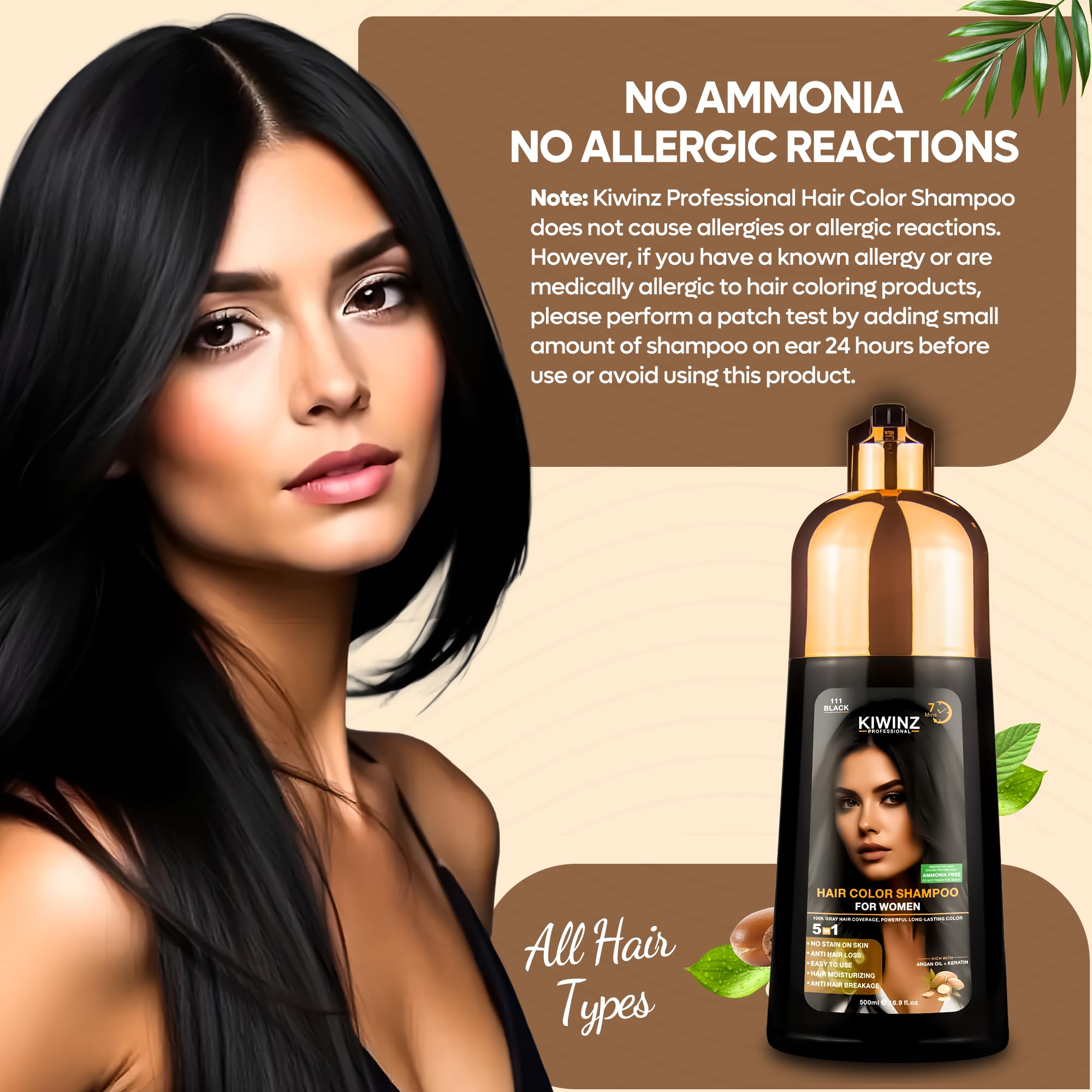 Kiwinz Professional Hair Color Shampoo shows no staining on skin after use.