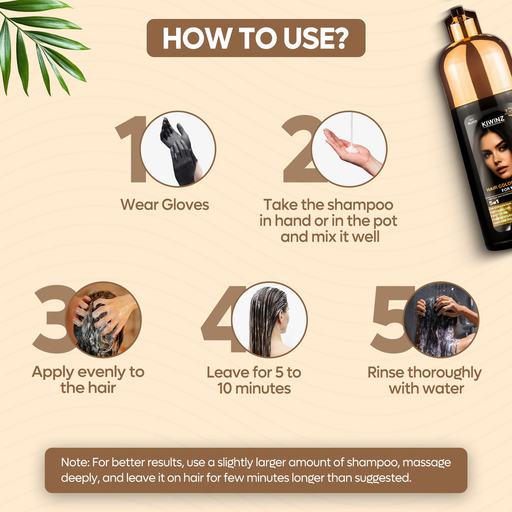 Kiwinz Professional Hair Color Shampoo 500ml packaging supports long-lasting color.