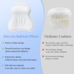 Kixcvdm bath pillow airbag detail highlights cushioned support for comfort.
