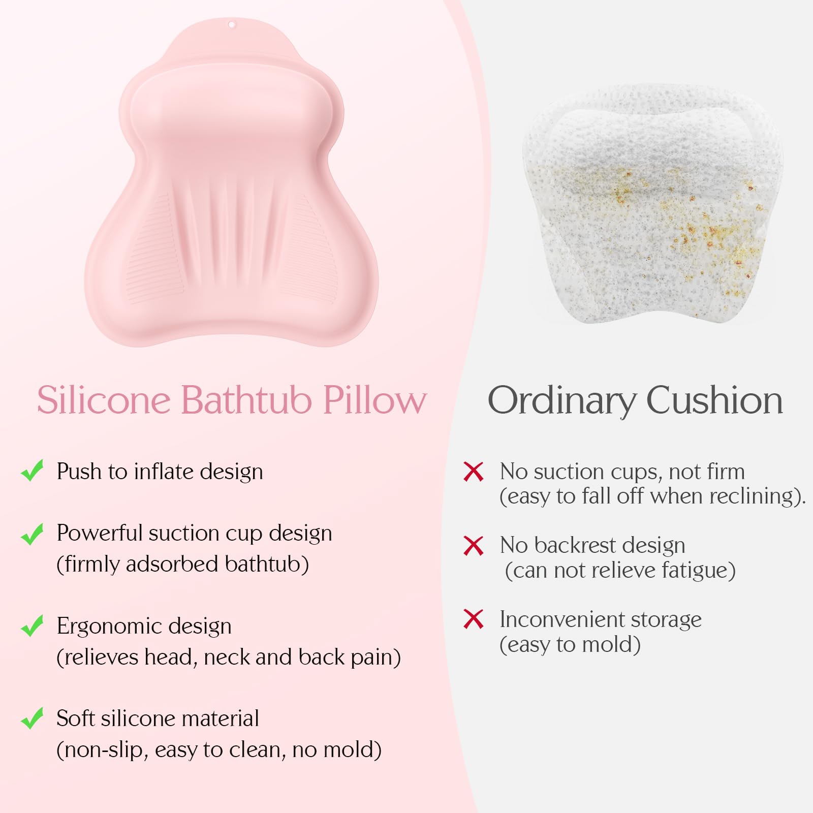 kixcvdm bath pillow easy clean with hanging hole for quick dry and storage