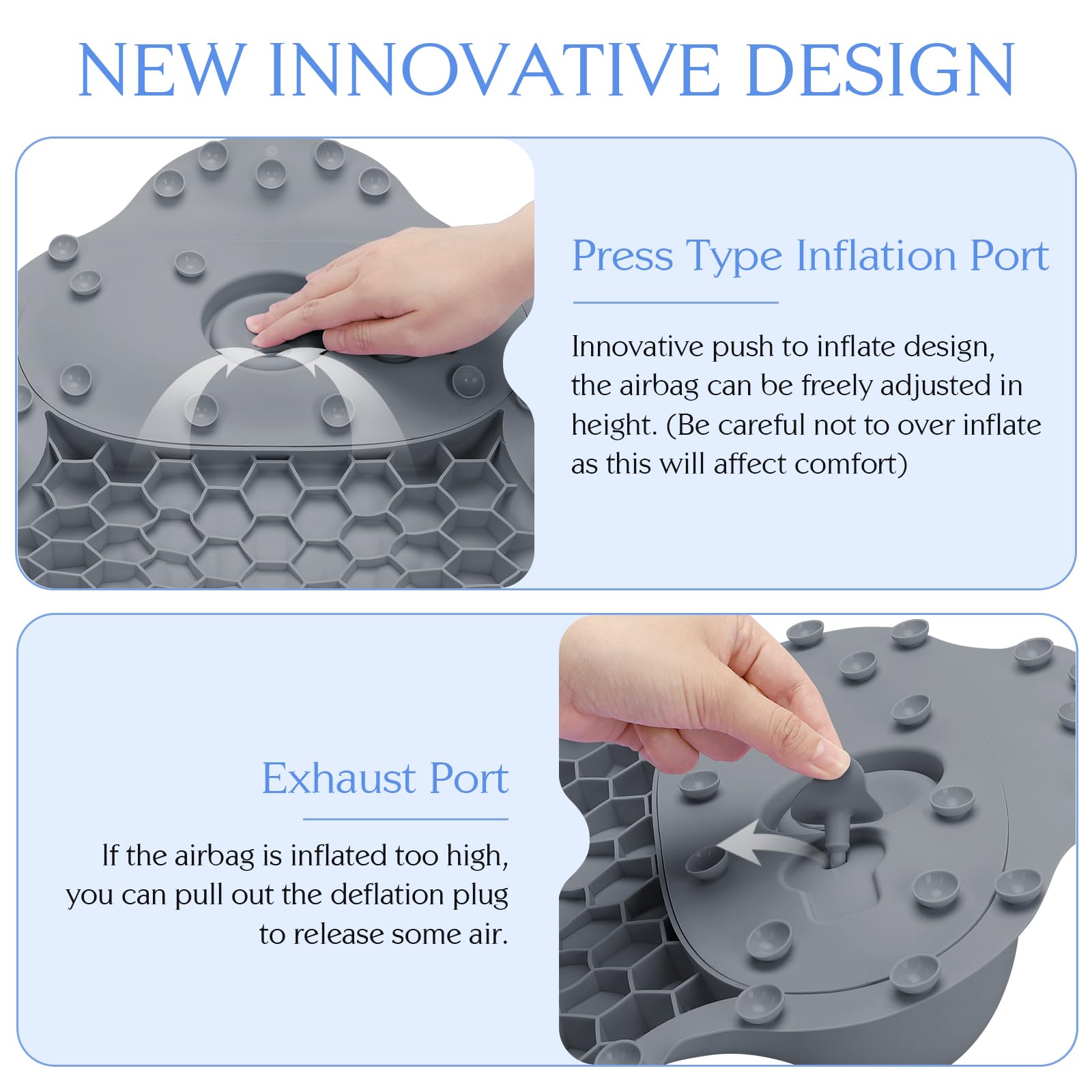 Kixcvdm silicone bath pillow easy-clean surface with hanging holes for quick drying.