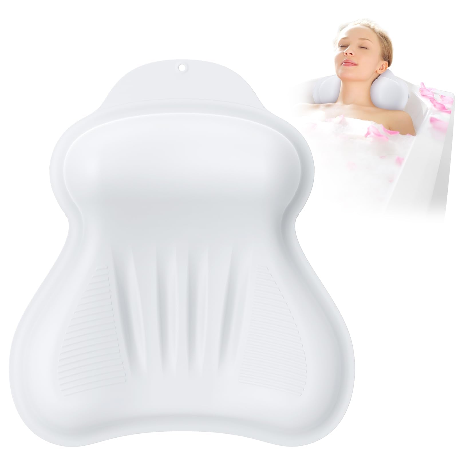 Kixcvdm silicone bath pillow front view supports head and neck for a relaxing soak.