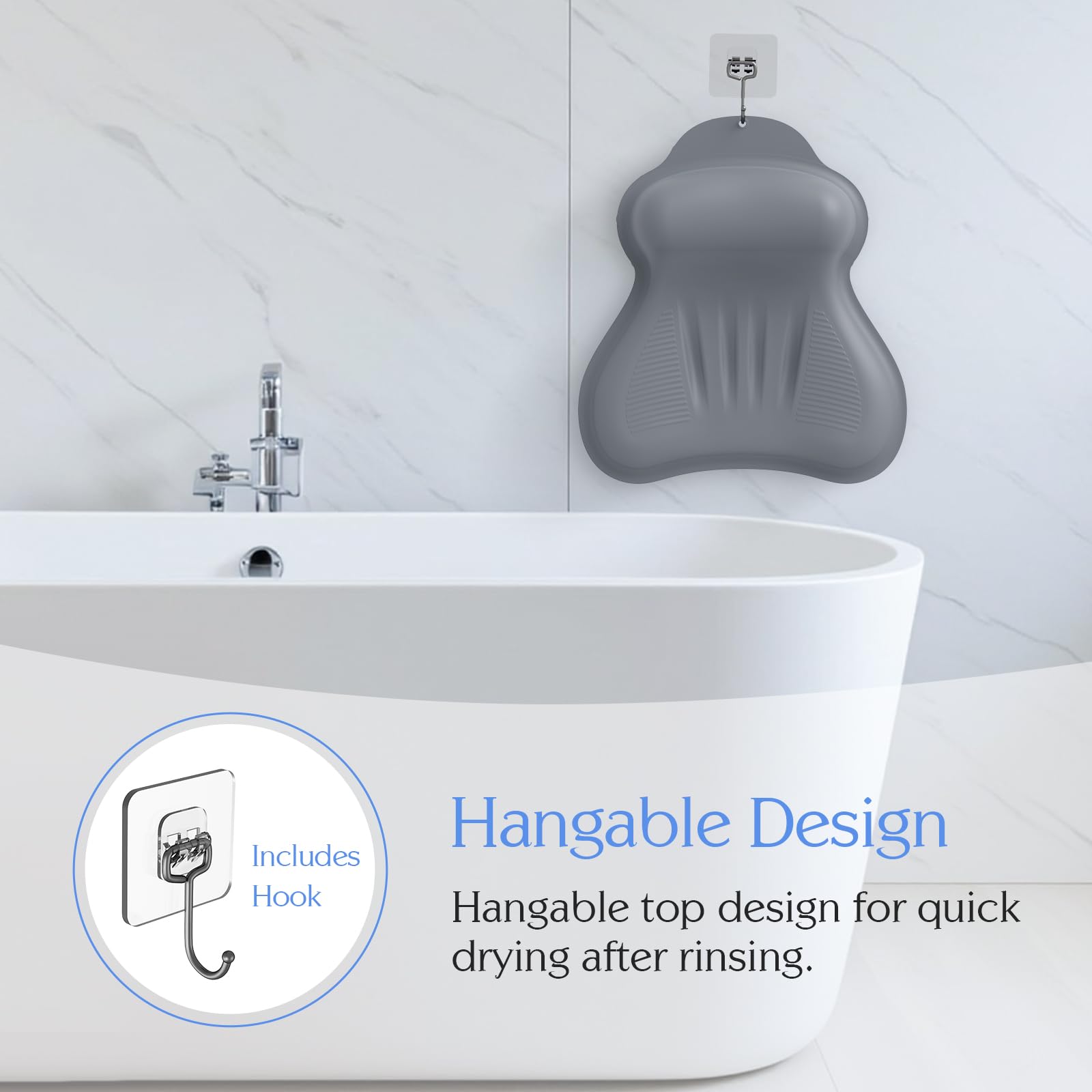 Kixcvdm silicone bath pillow gray color complements bathroom decor and creates a spa-like vibe.