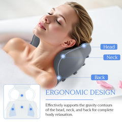 Kixcvdm silicone bath pillow height-adjustment feature lets you set comfortable elevation.