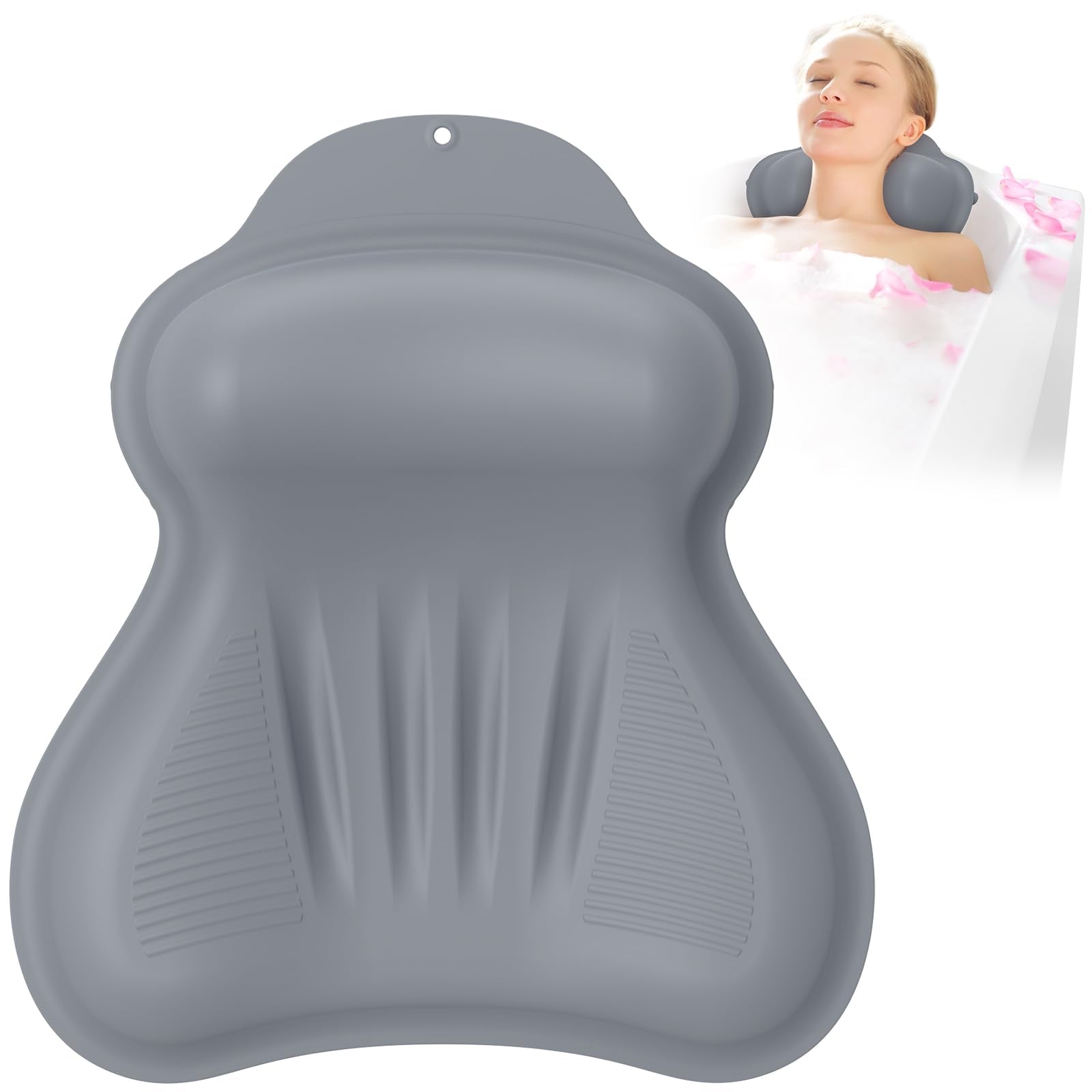 Kixcvdm silicone bath pillow original design offers customizable head and neck support during baths.