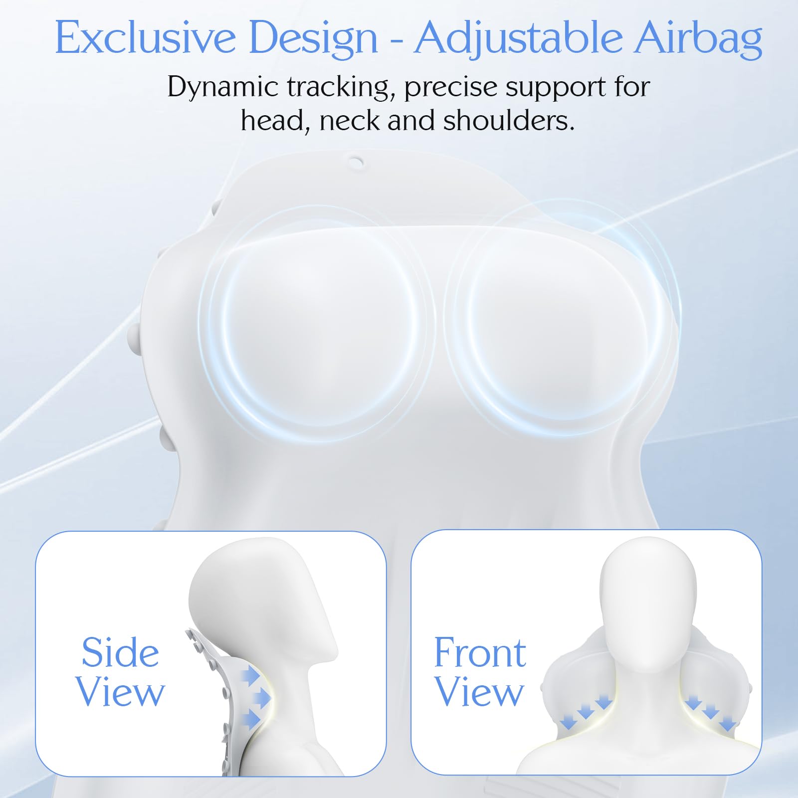 Kixcvdm bath pillow side view shows 4D inflatable airbag for customizable height.