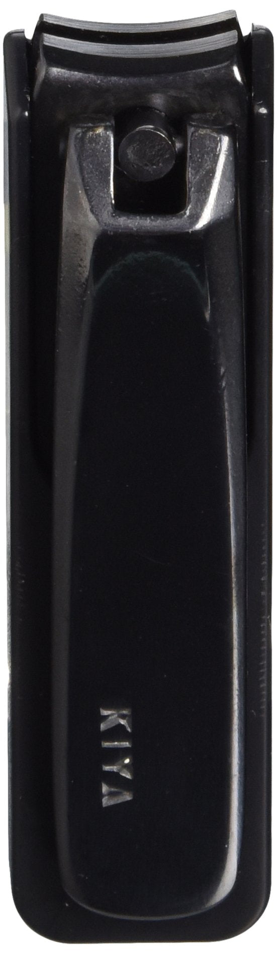 KIYA Nail Clipper Black Steel held in hand showing ergonomic grip.