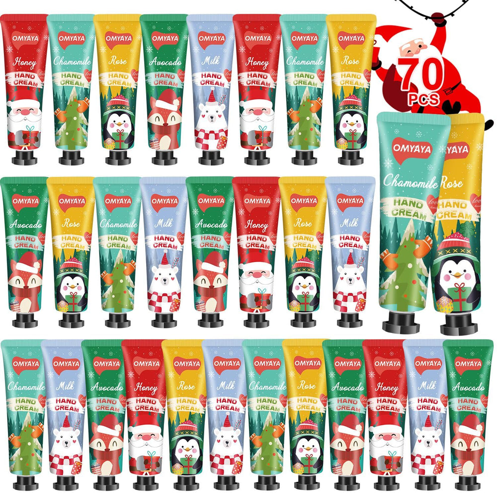 KIYTARBOO 70-pack Christmas hand cream gift set with festive packaging for stocking stuffers