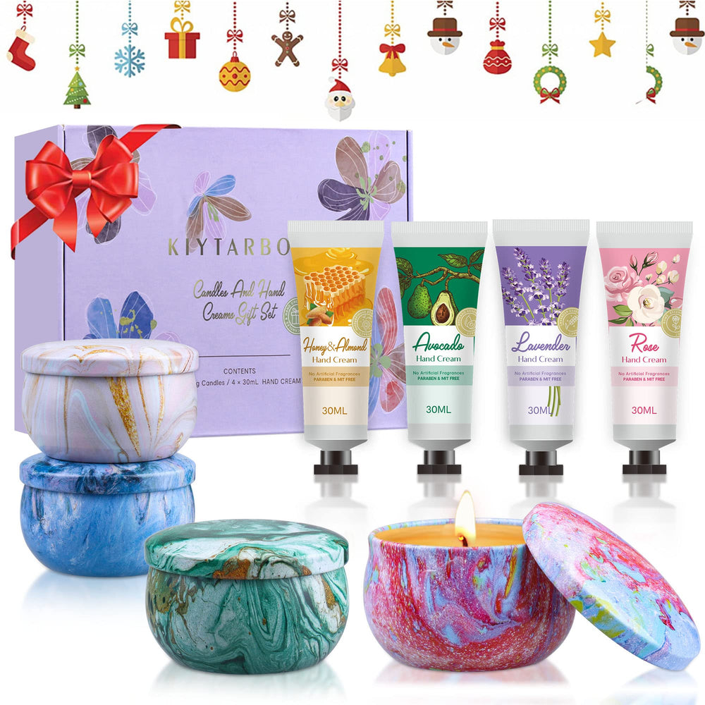 KIYTARBOO gift basket candles four varieties create a relaxing ambiance.