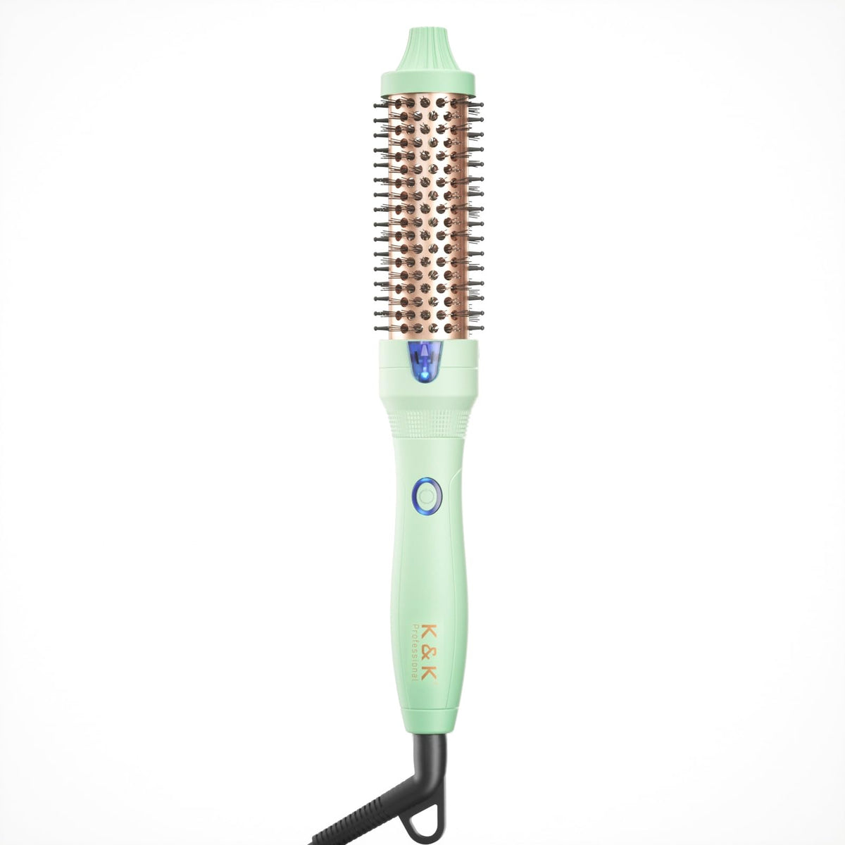 K&K Brush 30 barrel close-up showing smooth ceramic surface for even curl formation