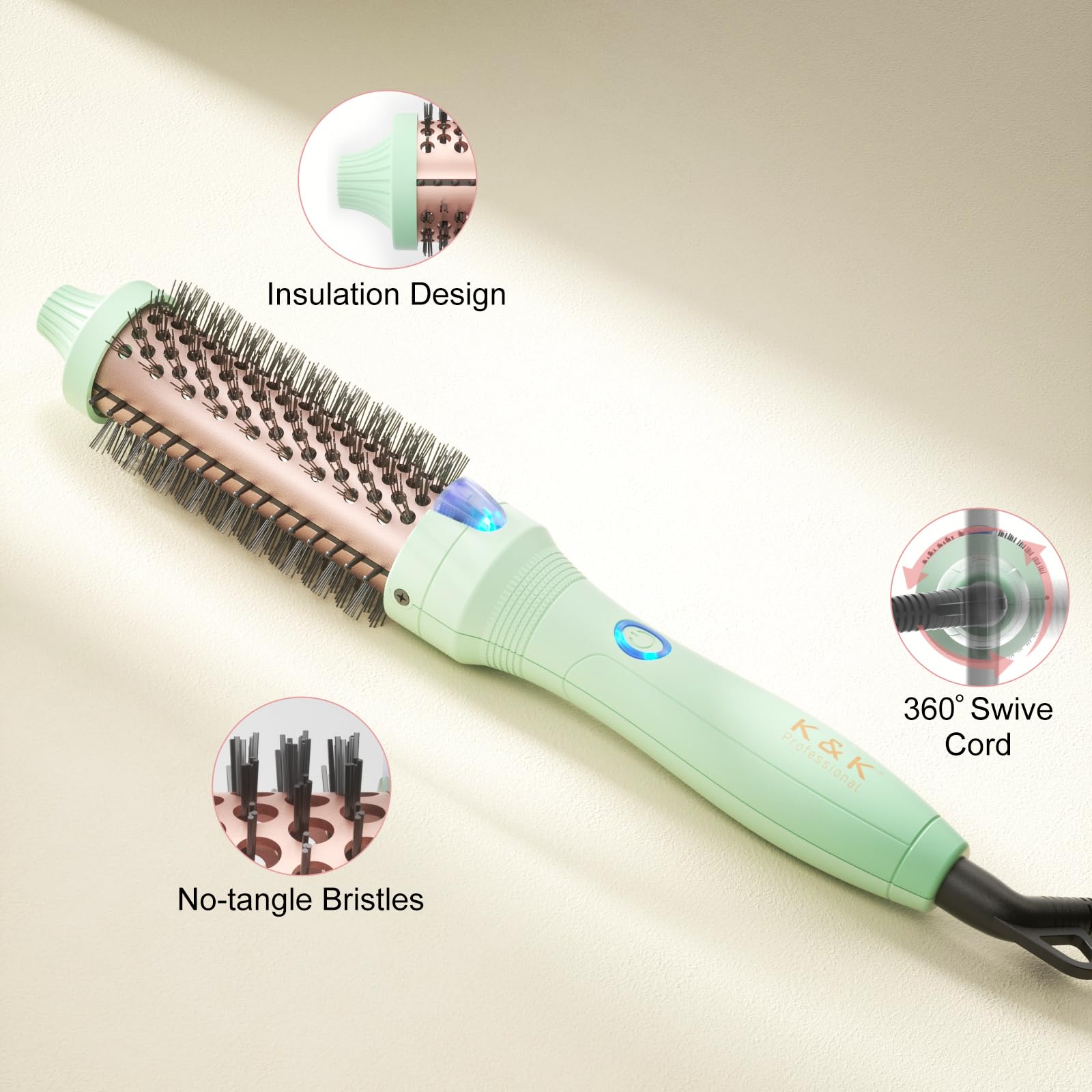 K&K Brush 30 dual voltage travel compatibility for worldwide styling
