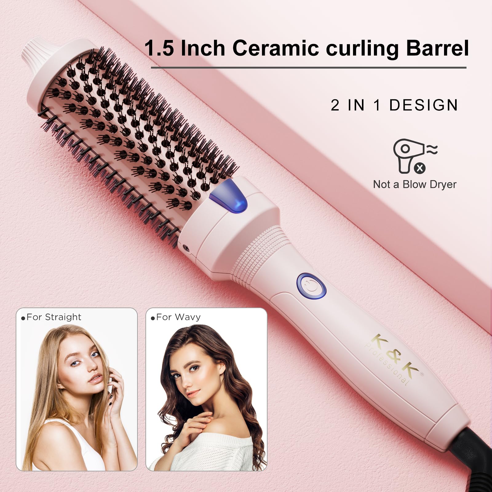 K&K curling brush used to create loose curls with root lift