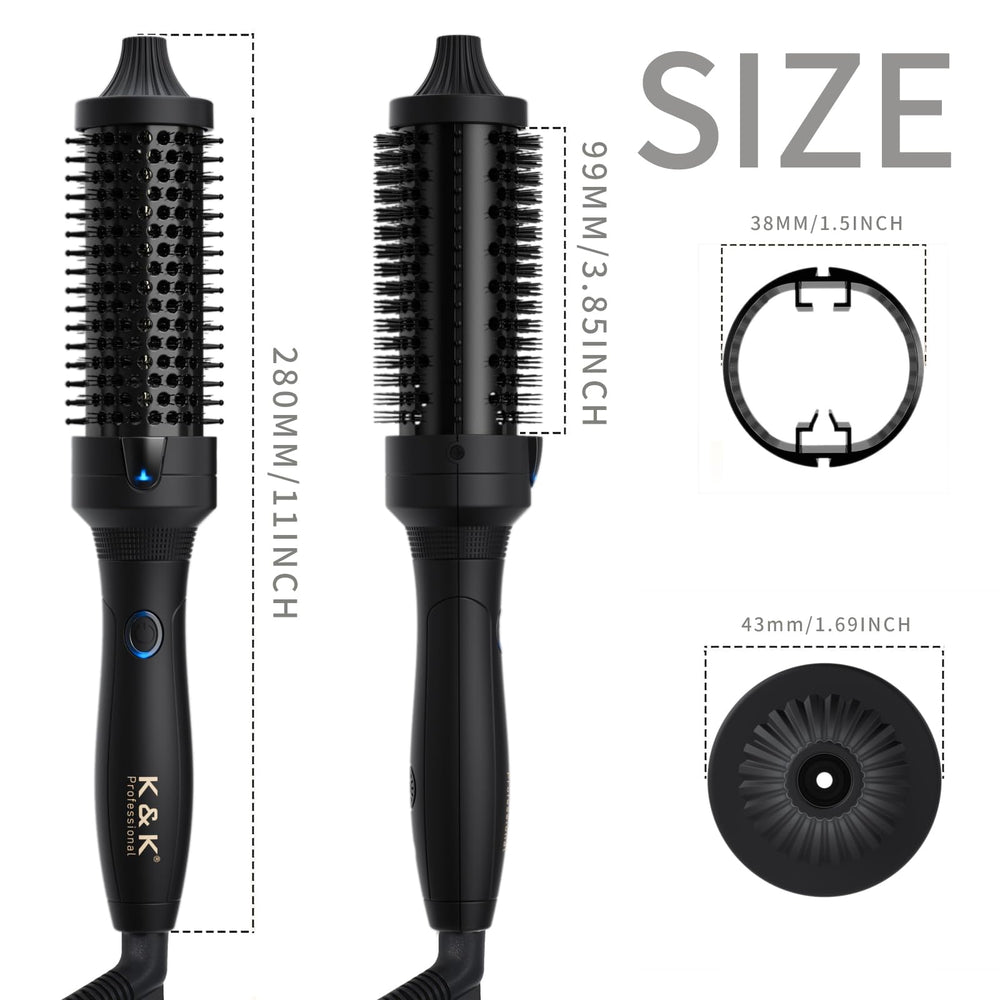 K&K Thermal Brush design offers easy gliding and tangle-free styling