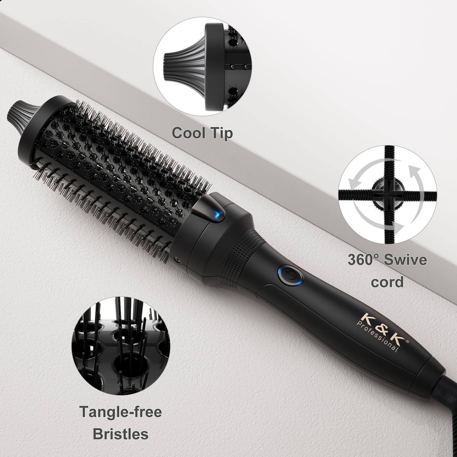 K&K Thermal Brush creates voluminous curls and glamorous waves
