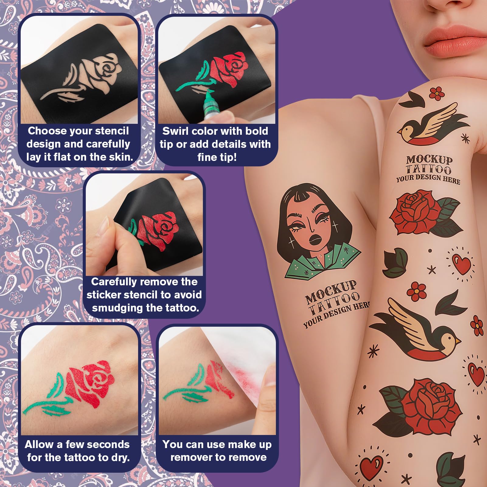 K KERNOWO long-lasting wear resists moisture to keep designs vibrant.
