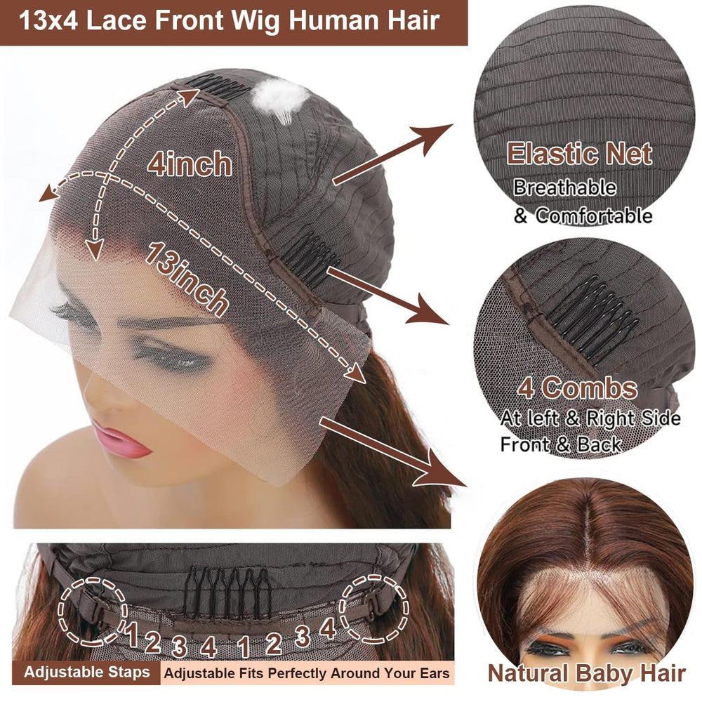 Kkioor chocolate brown wig lace-front detail highlights HD lace for seamless parting