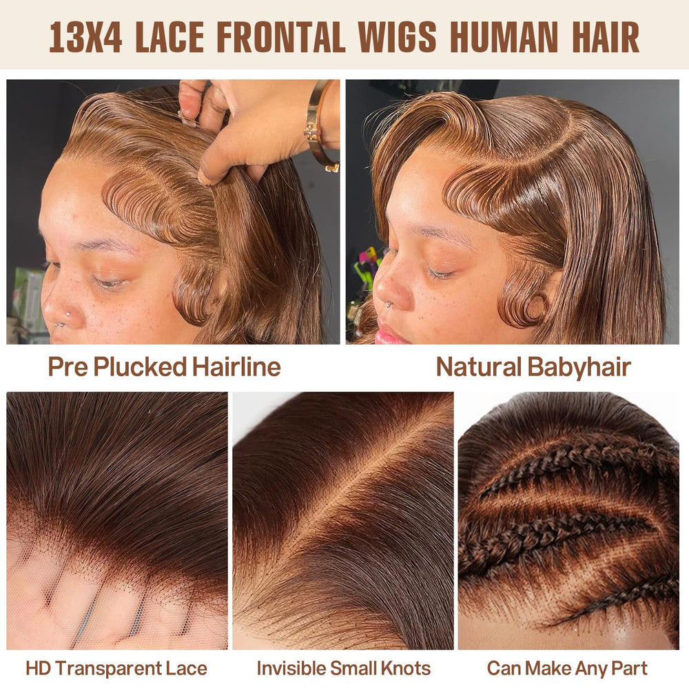 Kkioor 24inch chocolate-brown wig pre-plucked appearance ensures quick, neat looks