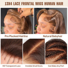 Kkioor 24inch chocolate-brown wig pre-plucked appearance ensures quick, neat looks