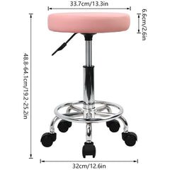 KKTONER PU leather round stool pink foot rest: supports legs during long sessions.