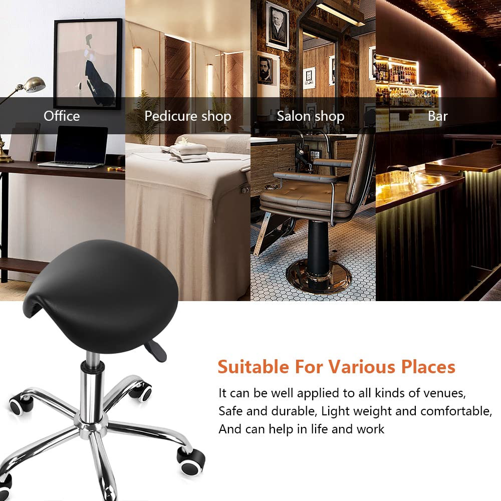 KKTONER rolling saddle stool height adjustment accommodates varied work setups.