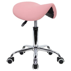 KKTONER rolling saddle stool pink seat offers all-day comfort for long sessions